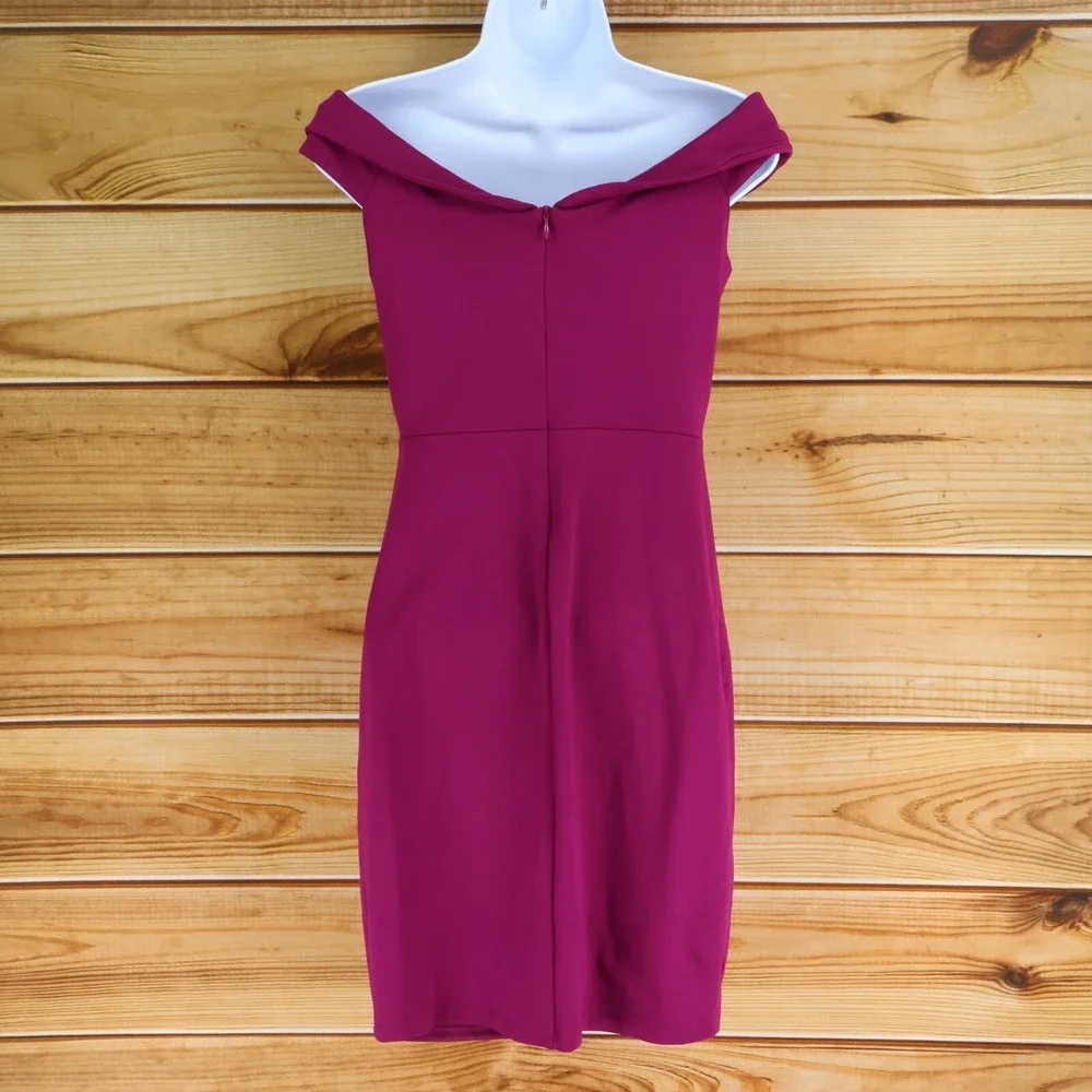 Lulu's Off The‎ Shoulder Dress Womens Size M Pink Stretch Fitted Lined Formal